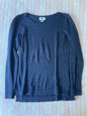 Old Navy Navy Crewneck Long Sleeve Sweater with Silver Accents